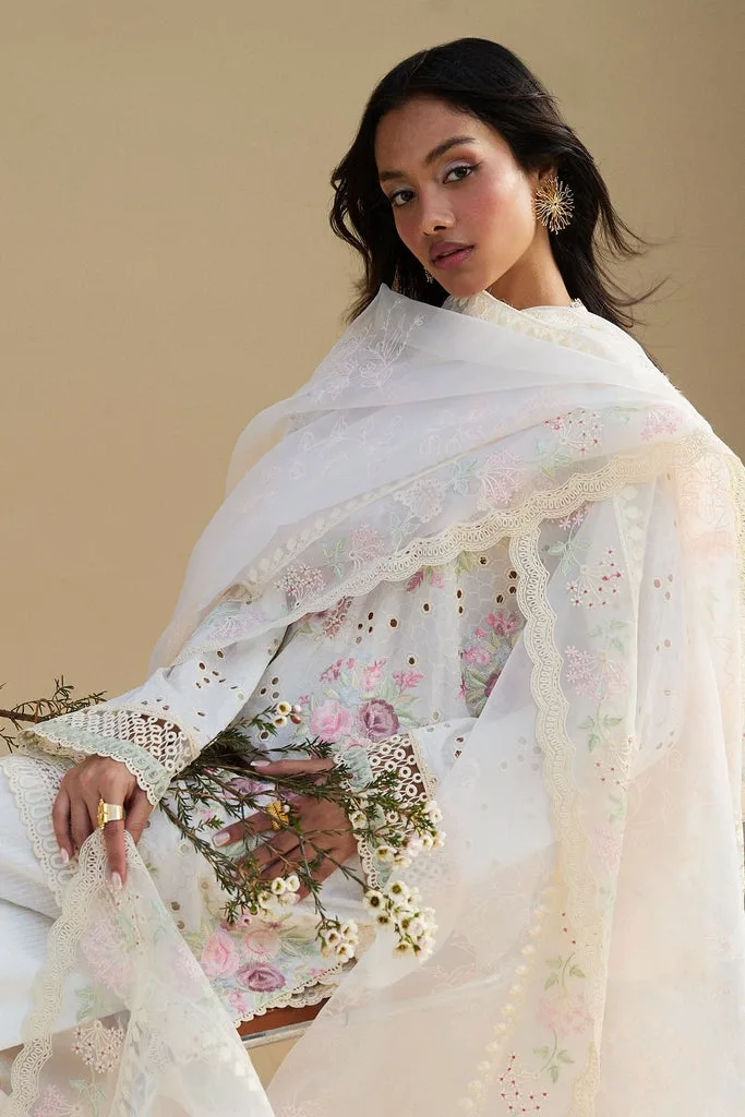 White floral lawn suit