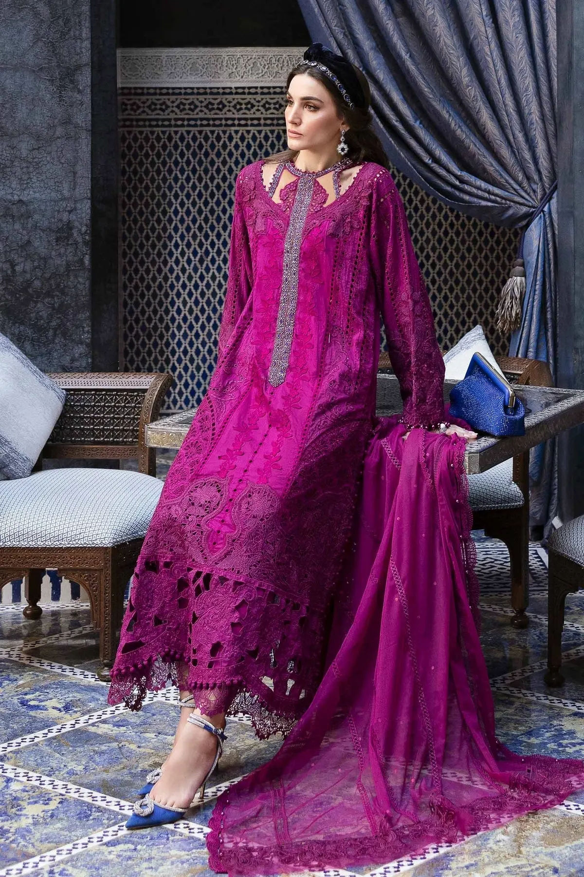 fuchsia lawn suit