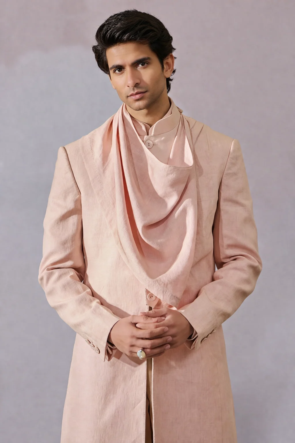 peach pink Indo Western sherwani for men