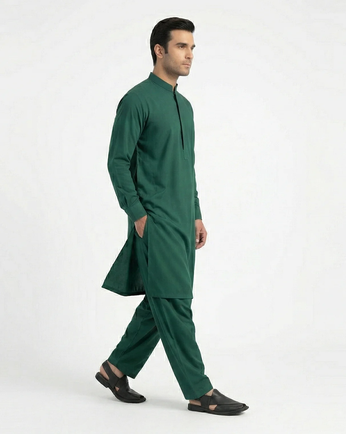 Emerald green shalwar kameez cotton
