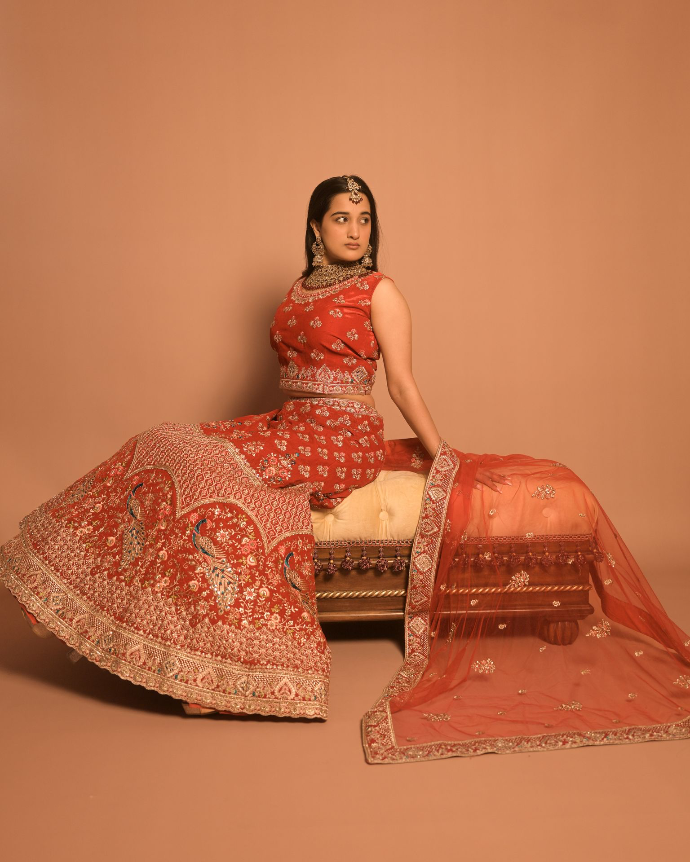 red bridal lehenga