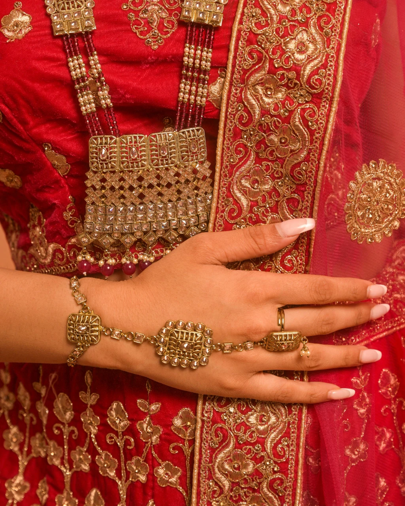 Red Velvet Lehenga with Heavy Embroidery & Net Dupatta – Party Wear 4.webp