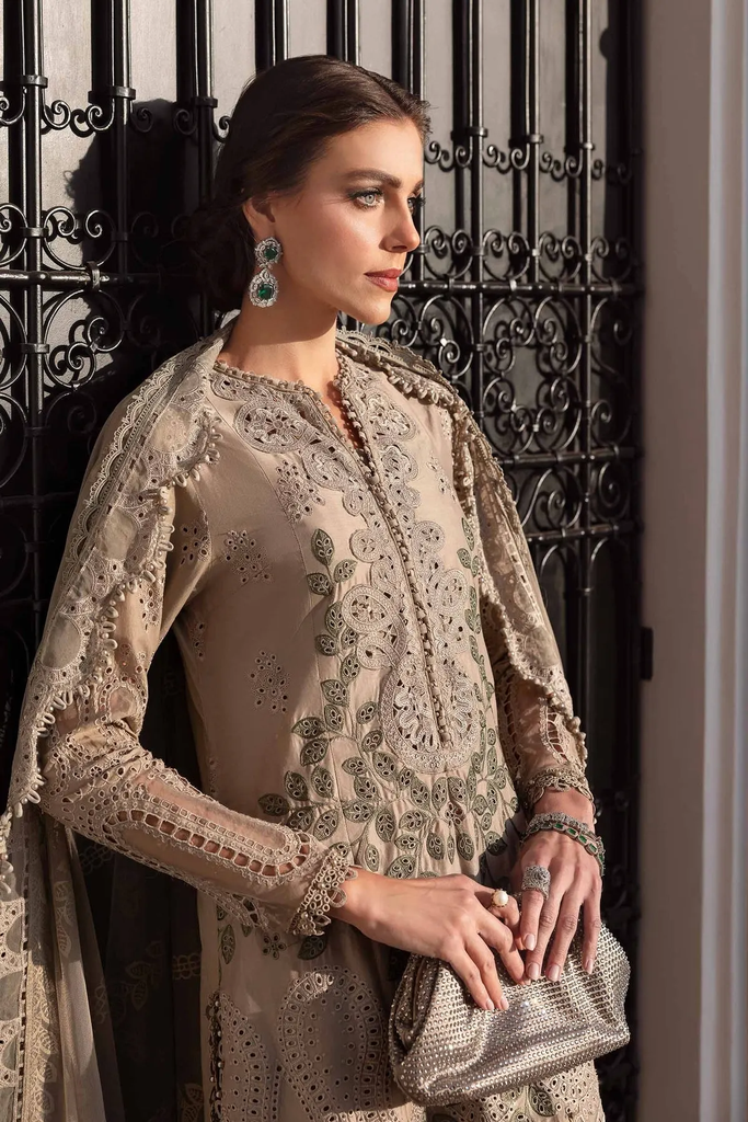 Luxury Taupe Embroidered Lawn Suit with Statement Dupatta 2.webp