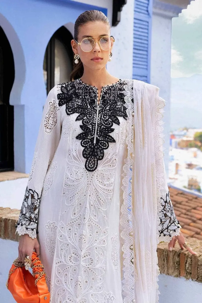 White & Black Contrast Embroidered Lawn Suit 3.webp