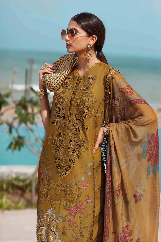 Mustard Gold Embroidered Lawn Suit.webp