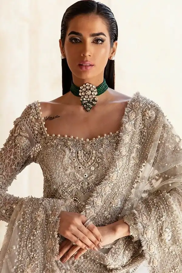 Champagne Gold Embroidered Gharara Set with Dupatta – Luxury Designer Party Wear 3.webp