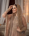 Champagne Gold Embroidered Bridal Gown with Flared Skirt & Dupatta – Luxury Designer Wedding Dress 3.webp