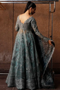 Teal Green & Silver Embroidered Bridal Gown with Flared Skirt and Dupatta – Luxury Designer Wedding Dress 3.webp