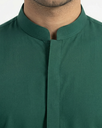 Emerald Green Shalwar Kameez | Emerald Green 100% Cotton Shalwar Kameez for Men – Band Collar Traditional 3.webp
