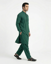 Emerald Green Shalwar Kameez | Emerald Green 100% Cotton Shalwar Kameez for Men – Band Collar Traditional 2.webp