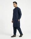 Navy Blue Shalwar Kameez | Navy Blue 100% Cotton Shalwar Kameez for Men – Band Collar Traditional 2.webp