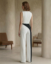 Black & White Color-Block Jumpsuit | Black &amp; White Diagonal Color-Block Jumpsuit for Women – Sleeveless Wide-Leg Modern One-Piece 2.webp