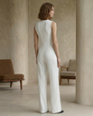 White Sleeveless Jumpsuit | White Sleeveless Wide-Leg Jumpsuit for Women – Crew Neck Tailored Formal One-Piece 2.webp