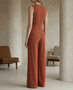 Terracotta Origami Detail Jumpsuit | Terracotta Sleeveless Origami Detail Jumpsuit for Women – Structured Wide-Leg Statement One-Piece 2.webp