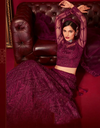 Wine Burgundy Embroidered Net Lehenga Choli with Sheer Yoke 2.webp
