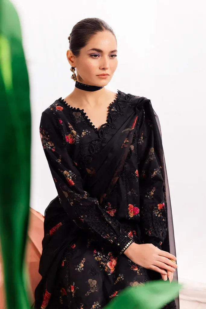 Black Rose Floral Printed Lawn Suit with Chiffon Dupatta (5).webp