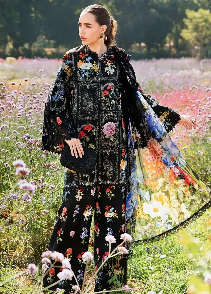 Black Floral Botanical Printed Lawn Suit (4).webp