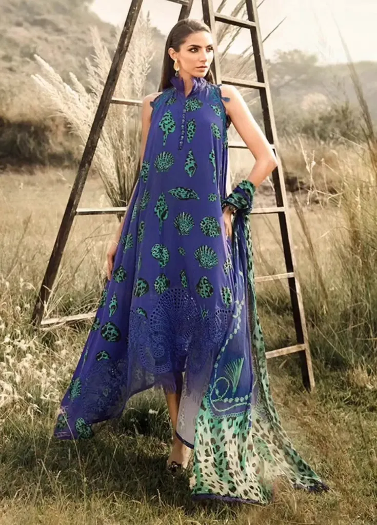 Royal Blue Seashell Printed Lawn Suit (2).webp