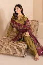 Olive Green Floral Printed Lawn Suit with Contrast Dupatta (4).webp