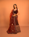 Maroon Velvet Lehenga for Party Wear with Heavy Embroidery & Net Dupatta | Designer Party Wear Outfit
