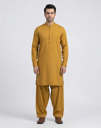 Mustard Gold Shalwar Kameez | Mustard Gold 100% Cotton Shalwar Kameez for Men – Band Collar Traditional