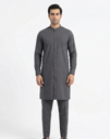 Charcoal Grey Shalwar Kameez | Charcoal Grey 100% Cotton Shalwar Kameez for Men – Full Button Mandarin Collar