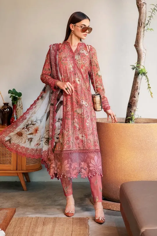 Dusty Rose Floral Embroidered Lawn Suit (S)