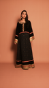 Luxury Black Velvet Jalabiya for Women – Embroidered Neckline & Cuffs