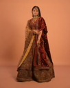 Royal Maroon Velvet Bridal Lehenga with Heavy Embroidery