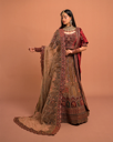Royal Maroon Velvet Bridal Lehenga with Velvet & Net Dupattas