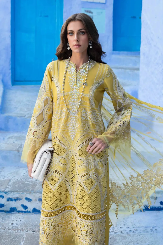 Sunlit Elegance Luxury Yellow Lawn Designer Dress