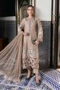 Elegant Beige Embroidered Lawn Designer Dress with Chiffon Dupatta