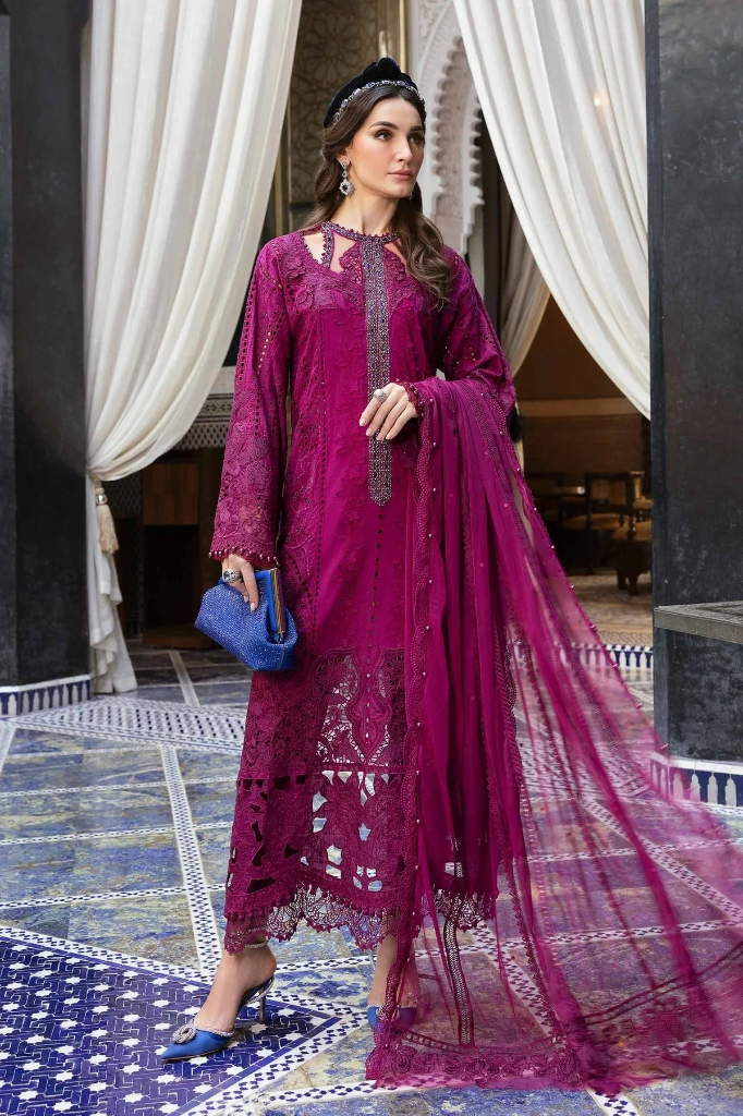Royal Fuchsia Embroidered Designer Lawn Suit