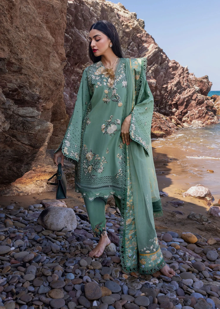Sage Green Floral Embroidered Lawn Suit