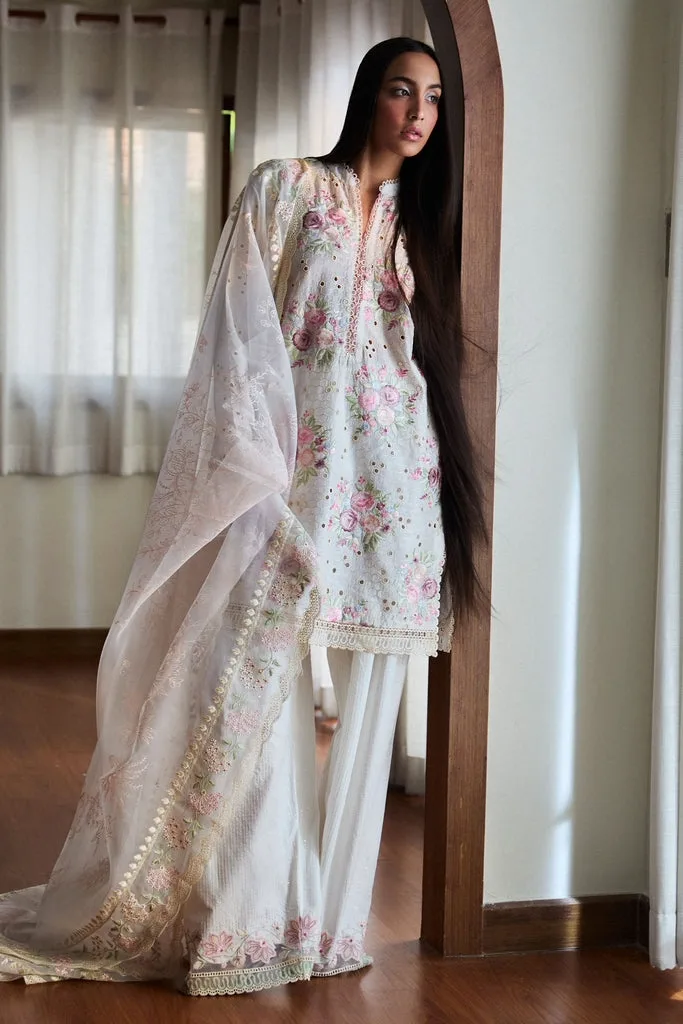 Pastel Floral Embroidered Lawn Suit
