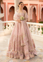 Blush Pink Embroidered Bridal Gown with Flared Skirt & Dupatta – Luxury Designer Wedding Dress