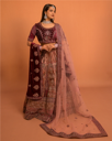 Purple Velvet Bridal Lehenga with Heavy Embroidery & Net Dupatta